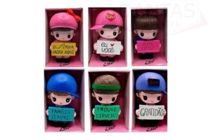 Enfeite de Resina Menina e Menino 10cm