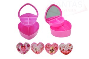 Porta Joias Coração  Rosa 12x13,5cm - Dantas