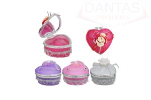 Porta Joia Coração de Plaástico Cores Sortidas 10cm - Dantas