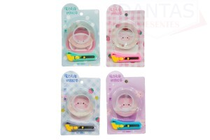 Kit Estilete Sendo um Mini Estilete e  uma fita adesiva com 1,2cm 0,90 mts