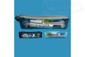 Estojo Escolar de Nylon Transparente