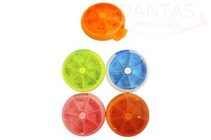 Porta comprimido redondo 7 divisorias 8,5cm - Dantas