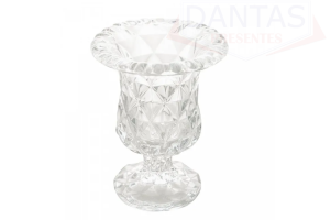 VASO C/PE DE VIDRO SODO-CALCICO DIAMOND 14,5X11,5CM