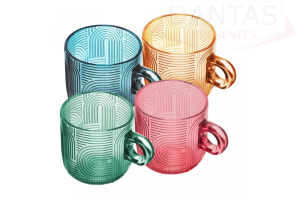 CJ 4 XICARAS DE VIDRO COLORIDO FRANKFURT 220ML