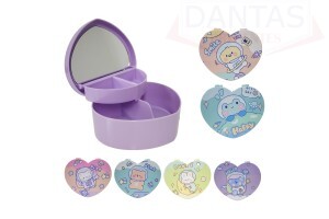 PORTA JOIAS  FORMATO CORAÇÃO COM ESPELHO