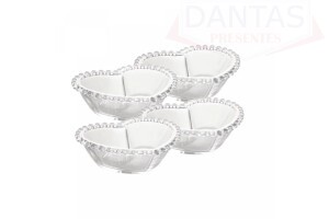Conjunto Bowl Cristal de Chumbo Coração Pearl 12x10x4cm