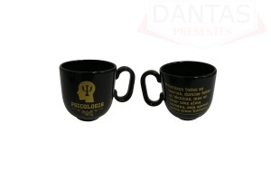 CANECA PORCELANA PRETA 350 ML PSICOLOGIA