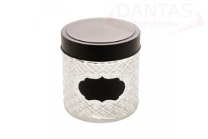 POTE DE VIDRO COM TAMPA PRETA LABEL