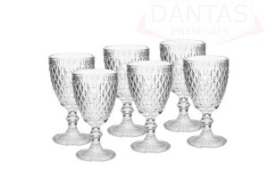 CJ 6 TAÇAS P/ VINHO DE VIDRO SODO-CALCICO BICO DE ABACAXI TRANSPARENTE 210ML