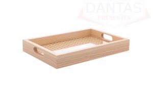BANDEJA RETANGULAR DE MDF COM FUNDO TRELIÇA