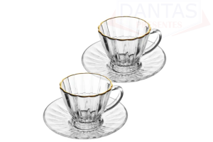 CJ 2 XICARAS PARA CAFE DE CRISTAL