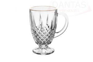 XICARA DE CRISTAL DIAMANTE COM FIO DE OURO 150ML