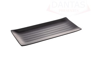 Travessa Retangular de Melamina Preta 35,5cm