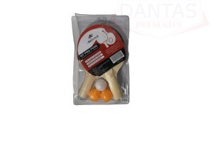 CONJUNTO COM 2 RAQUETES E 3 BOLAS DE TÊNIS DE MESA