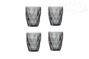 CJ 4 COPOS VIDRO DIAMOND PRETO 270ML