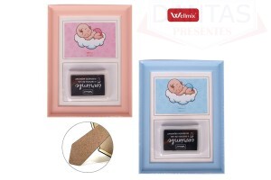 PORTA RETRATO PLÁSTICO REGISTRO COM CARIMBO PÉ E MÃO BEBÊ 10CM X 15CM