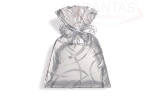 SACO PARA PRESENTE 15X45CM TRIBAL PRATA