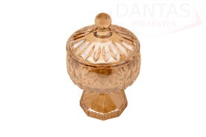 POTICHE DECORATIVO DE CRISTAL C/ PE LOUISE AMBAR 11X18CM