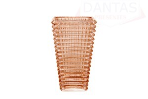 VASO DE CRISTAL DE CHUMBO MAYA AMBAR METALIZADO 10,5CM X 7,5CM X 17,5CM