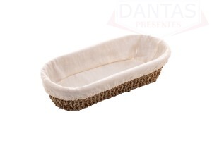CESTA OVAL DE SISAL C/FORRO EM TECIDO 28cm x 12cm x 6,5cm - UNICA