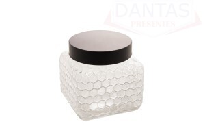 POTE DE VIDRO C/TAMPA PRETA COLMEIA 13X13CM 1,3L