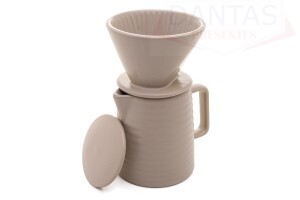 BULE C/SUPORTE P/FILTRO E TAMPA CERAMICA CINZA 600ML