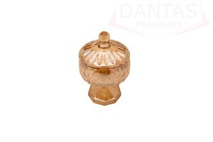 POTICHE DECORATIVO DE CRISTAL C/PE LOUISE AMBAR 14X22,5CM