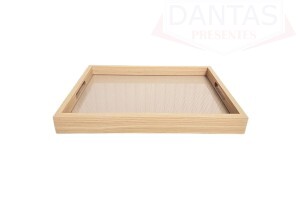 BANDEJA RETANGULAR DE MDF COM FUNDO TRESSE 30CM X 4CM X 20CM