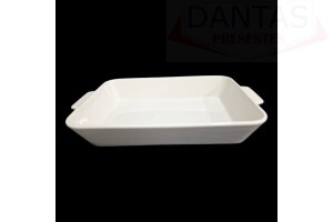 REFRATARIO PORCELANA C/ALCA BASIC BRANCO 34X20,5X5CM