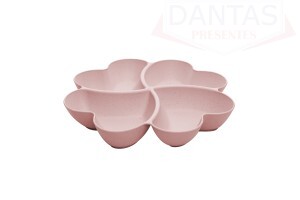 PETISQUEIRA DE BAMBU E PP LINES ROSA 27CM X 27CM X 4,5CM - UNICA