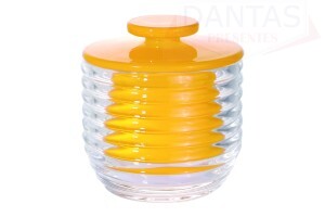 MANTEIGUEIRA FRANCESA DE VIDRO COLMÉIA AMARELA 9,5CM X 9,5CM X 8CM - UNICA