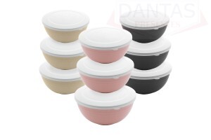 CJ 3 BOWLS DE  BAMBU E PP C/TAMPA LINES SORTIDO