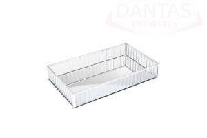BANDEJA DE METAL COM ESPELHO PRATEADA 25CM X 15CM X 4CM - UNICA
