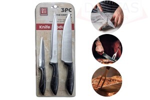 CONJUNTO FACAS EM AÇO INOXIDÁVEL CABO PRETO PEROLIZADO