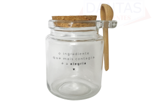 POTE DE VIDRO COM COLHER PARA CONDIMENTO ALEGRIA 240ML