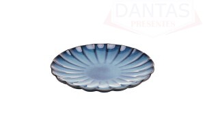 PRATO PARA SOBREMESA DE CERÂMICA SCALLOP AZUL 21CM - UNICA