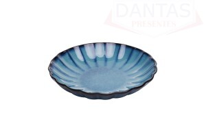PRATO PARA RISOTO DE CERAMICA SCALLOP AZUL 23CM