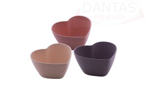 Bowl Coração de Bambu e Plástico Lines Sortido 14x7cm - Lyor