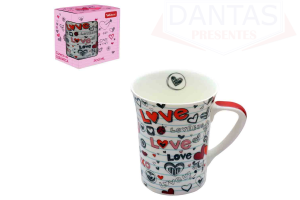 CANECA CERAM MUDDY 320ML LOVE KISS CADERNO