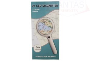 LUPA 90MM COM 24 LED USB RECARREGÁVEL