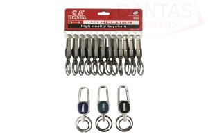 CHAVEIRO MOSQUETÃO DE METAL C/ 12UND