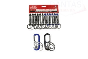 CHAVEIRO MOSQUETÃO DE METAL C/ 12UND