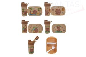 LANCHEIRA COM GARRAFA INFANTIL CAPYBARA