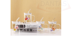 COPO DE VIDRO COM CANUDO 480ML