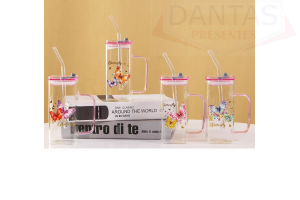 COPO DE VIDRO COM CANUDO 420ML