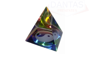 ENFEITE DECORATIVO DE VIDRO PIRÂMIDE YIN YANG