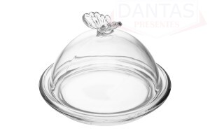 PRATO PARA DOCE COM TAMPA BUTTERFLY 15CM X 15CM X 10CM CRISTAL