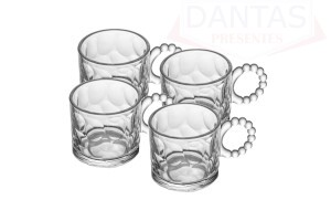 CONJUNTO 4 XICARAS BALLS 100ML CRISTAL WOLFF