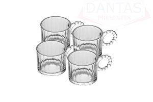 CJ 04 XICARA DE CHA CLASSIC 190ML CRISTAL WOLFF