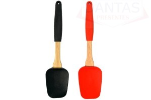 Espátula Reta de cozinha Silicone com Cabo de Bambu